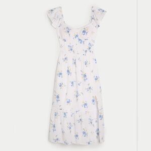 Floral lace up back midi dress